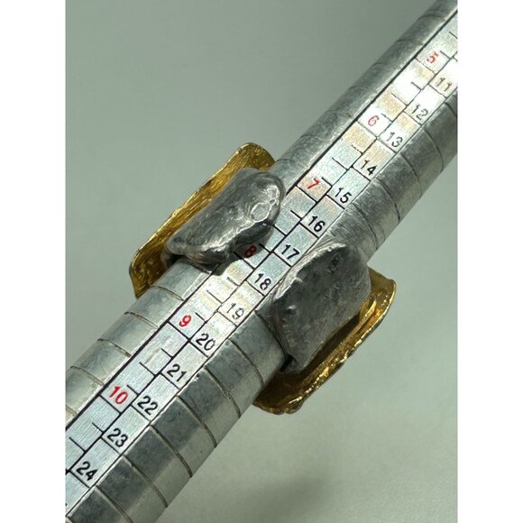 Vintage 80s Signed J. Jensen Handcrafted Ring Gold & Silver Tone Adjustable Size - Picture 11 of 11